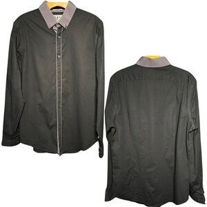 Express Limited Edition 1MX 15.5 Black w/ Grey Trim Dress Shirt